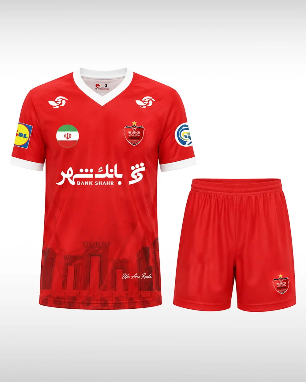 ست تیشرت و شلوارک هواداری فوتبال پسرانه بدون برند Persepolis Fan Set J
